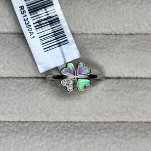 R027 | Opal & Moissanite Four Leaf Clover Ring